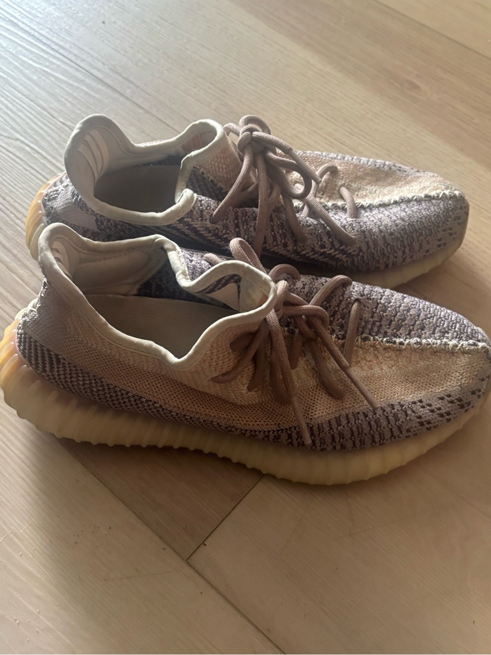 Yeezy Boost Neutral Tan Knit Lace-Up Sneakers